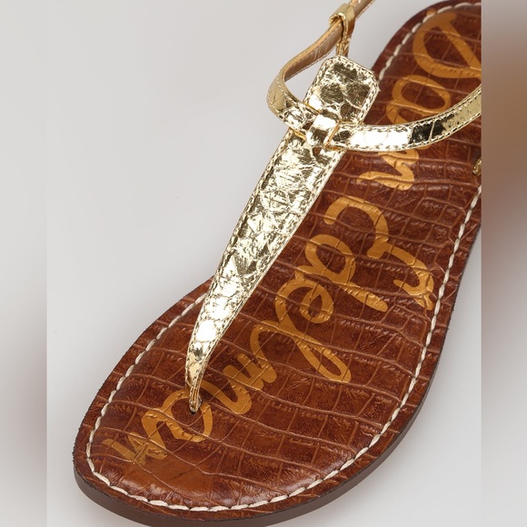 Sam Edelman Shoes - Sam Edelman Gigi Womens Sandals Size 9.5 Croc Print Slingback Metallic Gold
